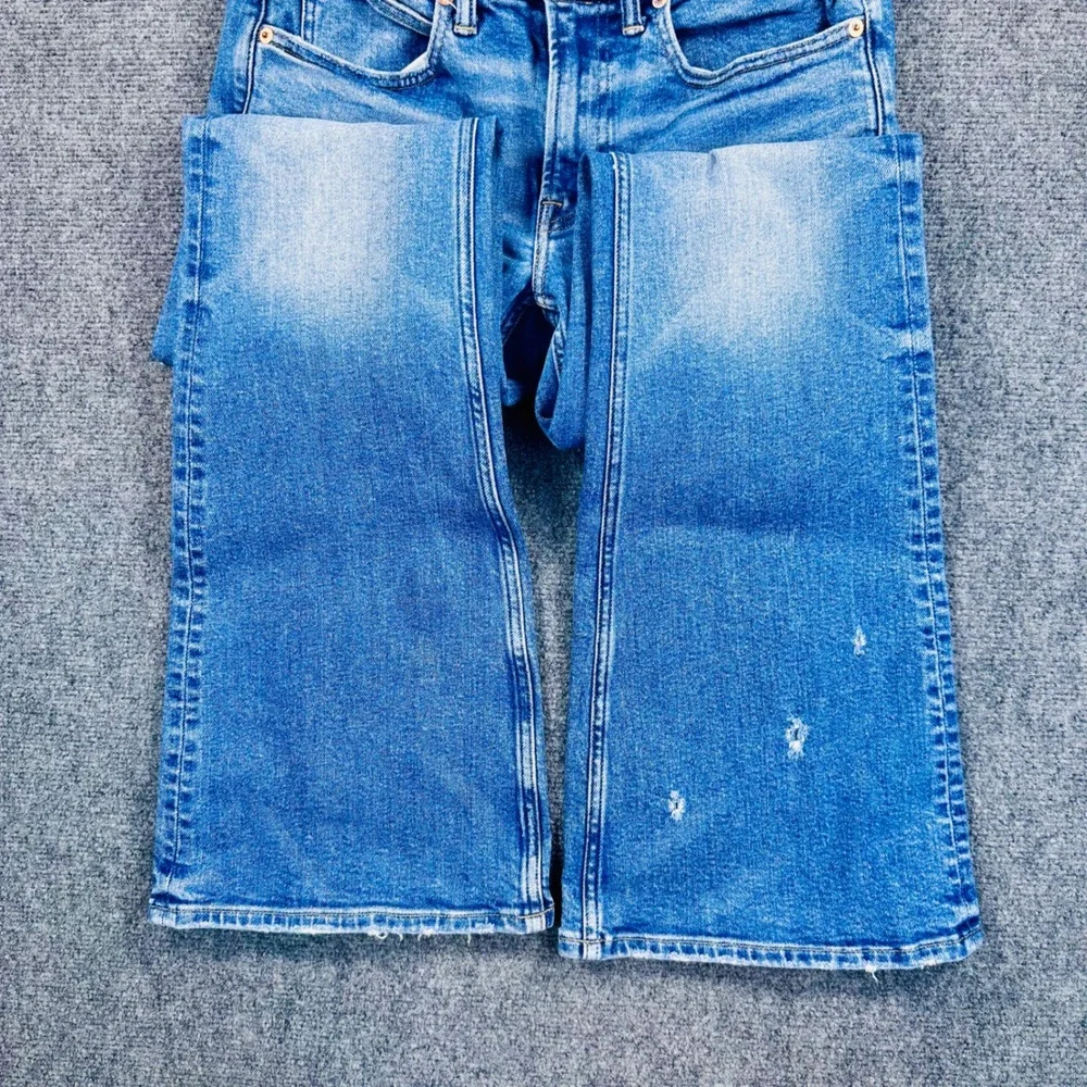 American Eagle AE77 Low-Rise Flare Jeans Womens 6 Med Wash Distressed Blue Y2K